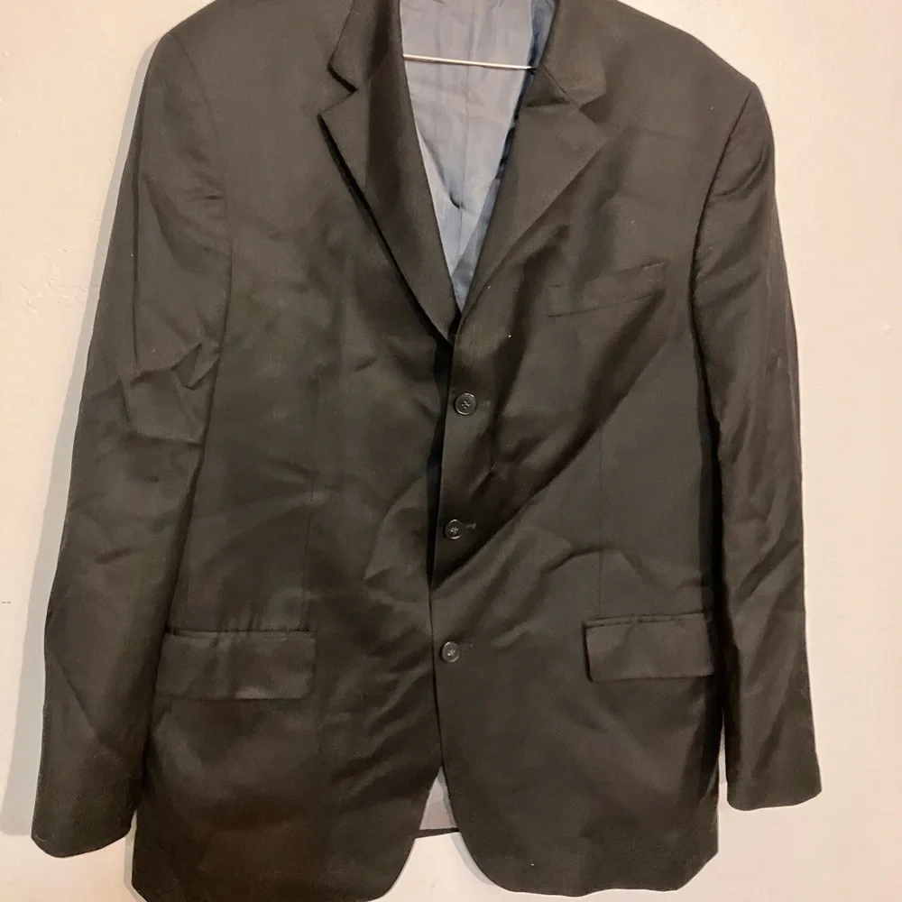 Oscar De La Renta Smartsuit Black silk men’s suit jacket 48R